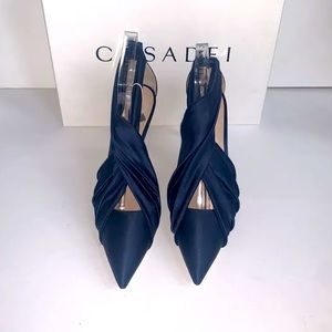 $680 Casadei Twist front silk blend satin shoes SZ 40